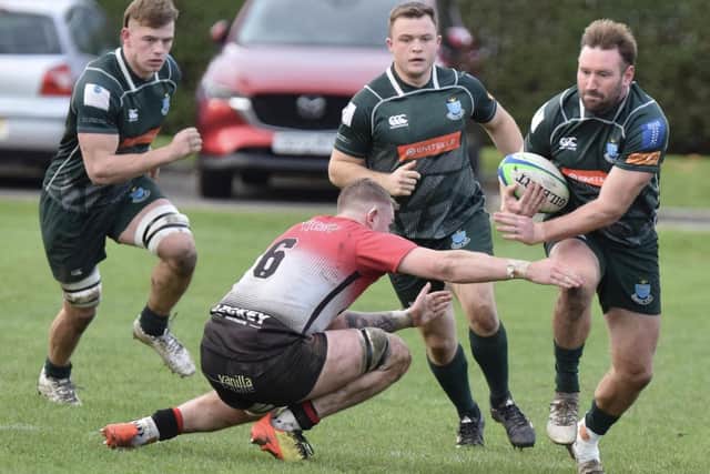 Lee Armstrong in possession for Hawick during their 36-15 win at Glasgow Hawks on Saturday in rugby's Scottish Premiership (Photo: Malcolm Grant)