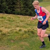 Thomas Hilton winning Sunday’s 6km Cademuir Rollercoaster race at Peebles (Photo: Scottish Junior Hill Running)