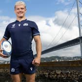 Darcy Graham at Scotland's Rugby World Cup squad announcement on Wednesday, August 16, at South Queensferry (Photo by Craig Williamson/SNS Group/SRU)