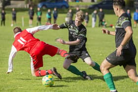 Calder Law playing for Hawick Legion against Polbeth United in the Scottish Amateur Cup last month (Pic: Bill McBurnie)