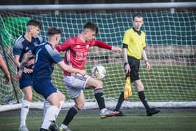 Aaron Darge in control for Gala Fairydean in their clash against Vale of Leithen