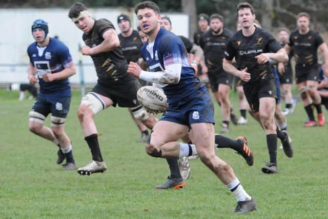 Ryan Cottrell on the charge for Selkirk during their 45-17 defeat at Currie Chieftains on Saturday (Photo: Grant Kinghorn)