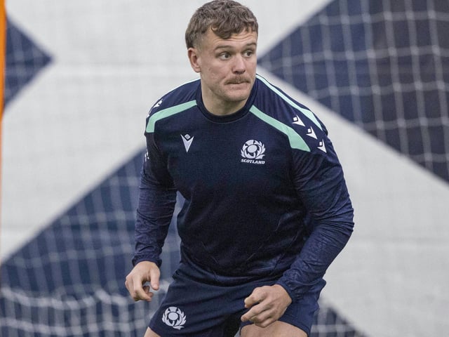 Darcy Graham during a Scotland training session at the Oriam in Edinburgh on Monday (Photo: Craig Williamson/SNS Group/SRU)