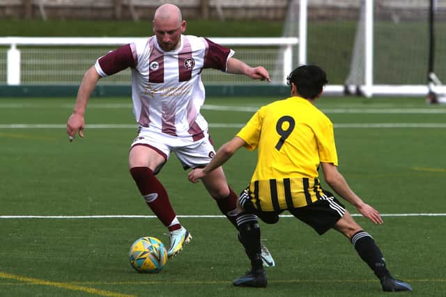 Langlee Amateurs' Josh Loftus on the attack against Langholm Legion at the weekend (Pic: Steve Cox)