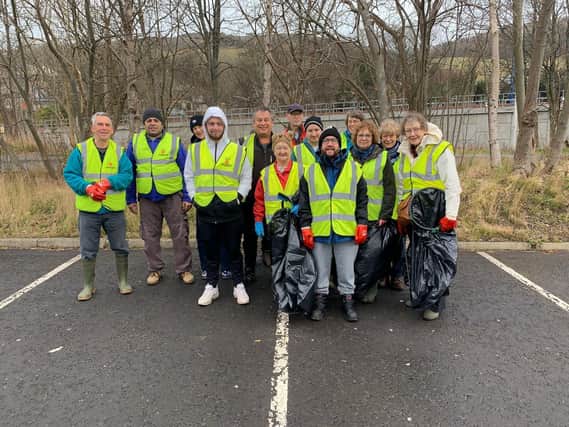 Volunteers at a river clean in Galashiels last March.