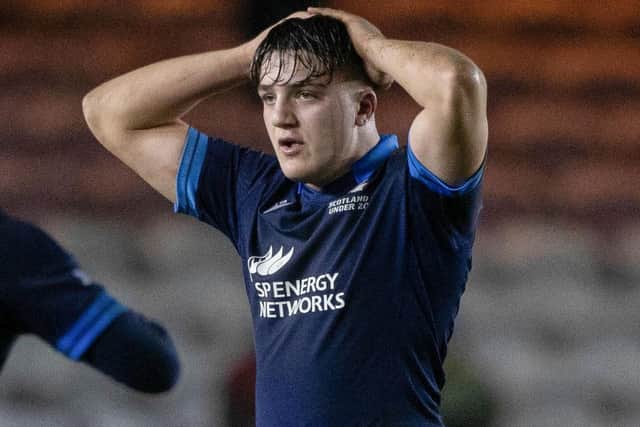 Scotland's Sam Derrick at full-time after their Under-20 Six Nations defeat by England last Friday at Twickenham Stoop in London (Photo by Craig Williamson/SNS Group/SRU)