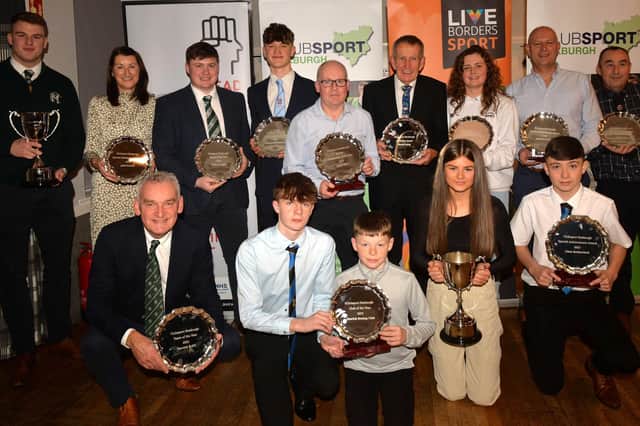 All the winners present at ClubSport Roxburgh's 2023 award night in Kelso on Friday