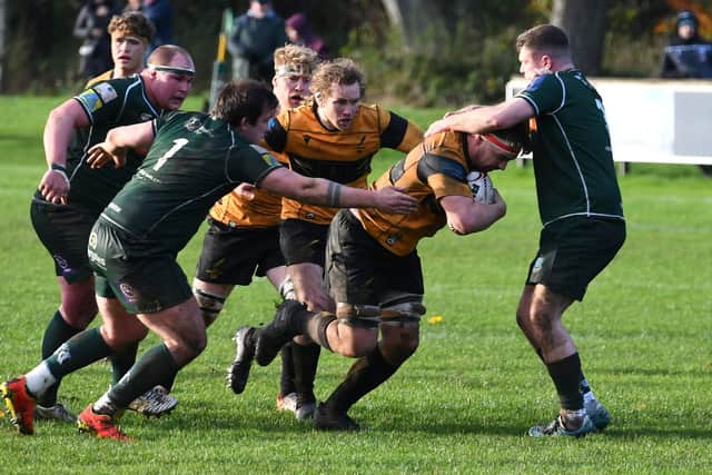 Currie Chieftains on the ball against Hawick (Photo: Ian Gidney)