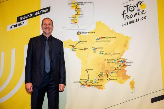 Race director Christian Prudhomme at the announcement in Paris today, October 22, of the full route that 2027’s Tour de France will take (Photo: Charlie Forgham-Bailey/SWpix.com)