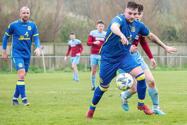 Eyemouth United Amateurs on the attack against St Boswells at the weekend (Pic: Stuart Fenwick)