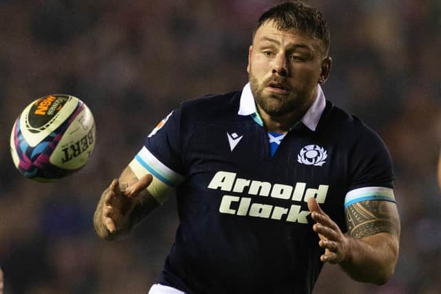 Rory Sutherland in action for Scotland during their 35-29 win against Wales in rugby’s Six Nations at Edinburgh’s Murrayfield Stadium on Saturday (Photo by Craig Williamson/SNS Group/SRU)