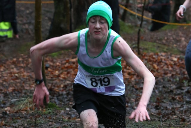 Gala Harriers under-15 Iain Haldane finished 14th in 12:30 in Sunday's Borders Cross-Country Series junior race at Galashiels