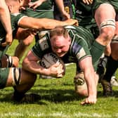 Nicky Little touching down for Hawick diring their 32-16 Scottish cup semi-final victory at Glasgow Hawks on Saturday (Photo: Paul Phelan)