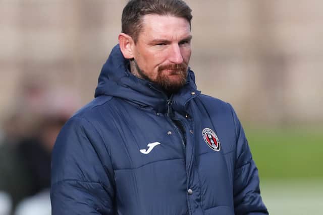 Manager Martin Scott watching Gala Fairydean Rovers' 2-1 loss at home at Netherdale to Cowdenbeath on Saturday (Photo: Brian Sutherland)