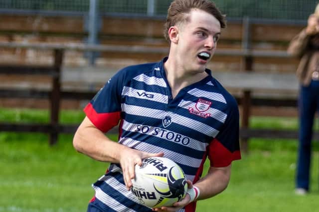 Louis Whyte on the attack for Peebles during their 39-26 win hosting Edinburgh’s Stewart’s Melville on Saturday (Photo: Peebles RFC)