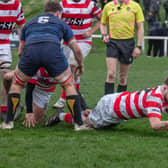 Andrew Mitchell (Hawick) touches down for The South in their 27-24 victory over Edinburgh (Pics by John Durham)