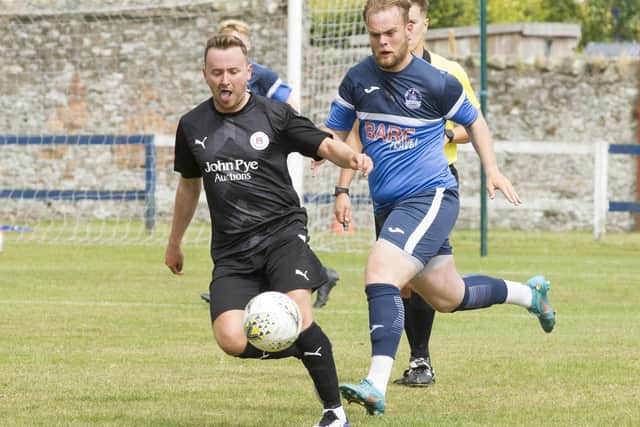 Archie Roue in action for Vale of Leithen against Bo'ness United at the weekend (Photo: Bill McBurnie)