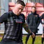 A hat-trick from Danny Simpson, pictured in previous action, helped earn Duns Amateurs a 6-1 Berwickshire derby victory away to Chirnside United last week (Photo: Alan Raeburn)