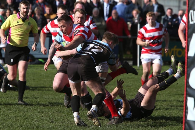 Dalton Redpath about to score a try during South of Scotland's 27-25 win against Glasgow and the West in rugby's national inter-district championship at Kelso's Poynder Park on Saturday (Photo: Steve Cox)