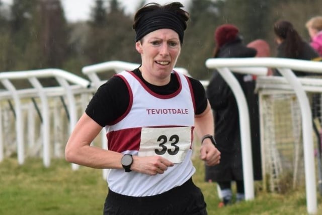 Kirsty Hughes won Teviotdale Harriers' 2023 Mary Hughes Memorial Trophy for first female veteran finisher at this month's cup races