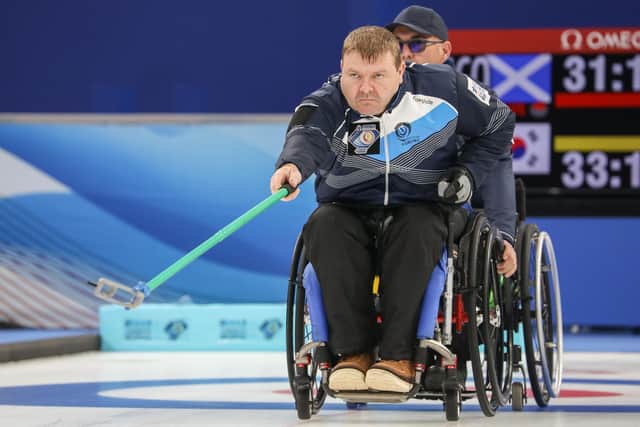 Berwickshire's David Melrose taking part in 2021's world wheelchair curling championships in China (Photo: WCF/Alina Pavlyuchik)