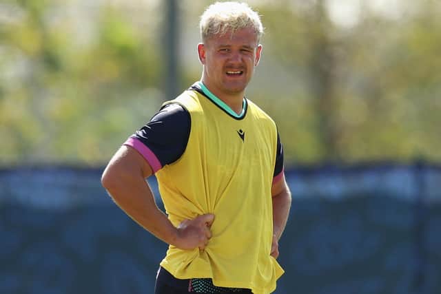 Darcy Graham at a Scotland training session at Stade des Arboras in Nice this month (Photo by Cameron Spencer/Getty Images)