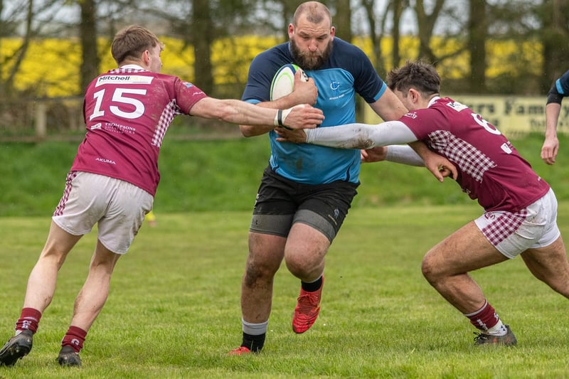 Captain Ali Grieve on the ball for the hosts during their 24-12 pool loss to Gala at Berwick Sevens on Sunday (Photo: Stuart Fenwick)