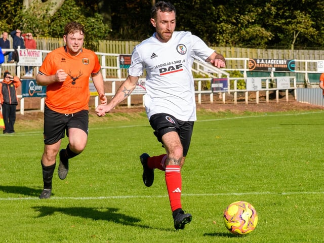 Duns Amateurs beating Hawick United 9-1 at home in round one of this football season’s Waddell Cup on Saturday (Photo: Alan Raeburn)
