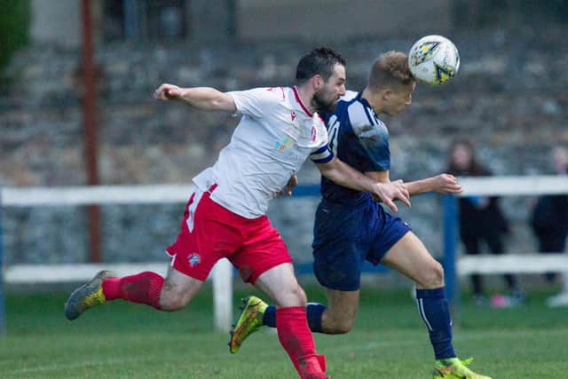 Spartans and Vale of Leithen vying for possession at Victoria Park on Saturday (Photo: Bill McBurnie)