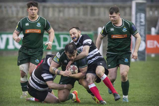 Vice-captain Shawn Muir in action for Hawick against Kelso in last night's Border League final (Photo: Bill McBurnie)