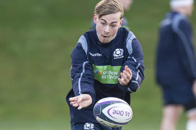 Finn Douglas during a Scotland under-20s' training session at the Oriam in Edinburgh in February 2022 (Pic: Ross MacDonald/SNS Group/SRU)