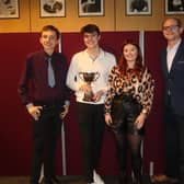 Winners Logan Scurfield, Monty McNeil, Abby Pringle with Kevin Greenfield of DYW Borders.