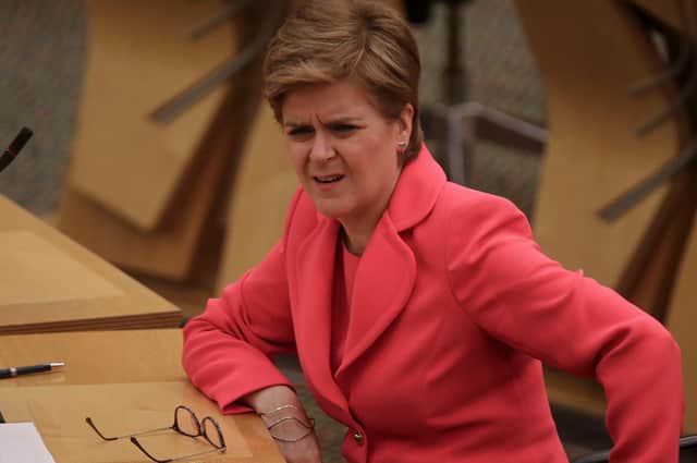 Scottish first minister Nicola Sturgeon at Holyrood in Edinburgh today (Photo by Fraser Bremner/pool/Getty Images)