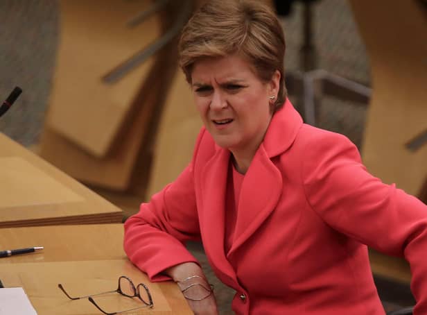 Scottish first minister Nicola Sturgeon at Holyrood in Edinburgh today (Photo by Fraser Bremner/pool/Getty Images)
