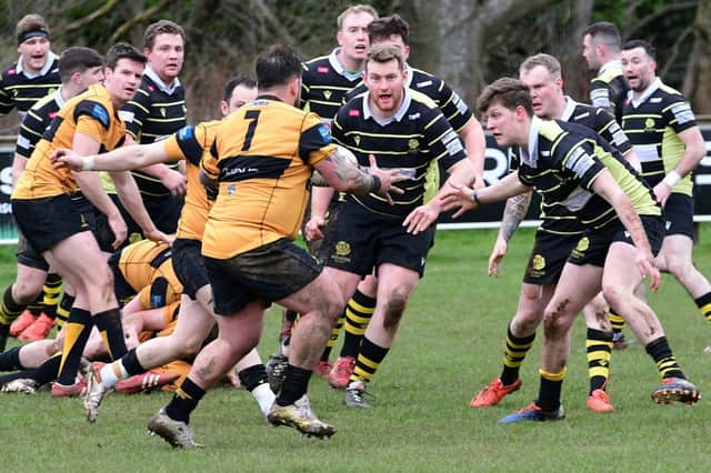 Melrose on the defensive against Currie Chieftains on Saturday (Pic: Ian Gidney)