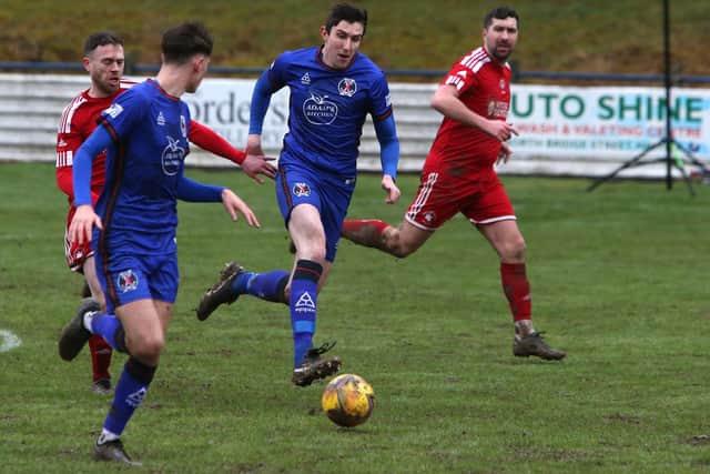 Hawick Royal Albert's Darren Milne on the attack against Easthouses Lily on Saturday (Pic: Steve Cox)