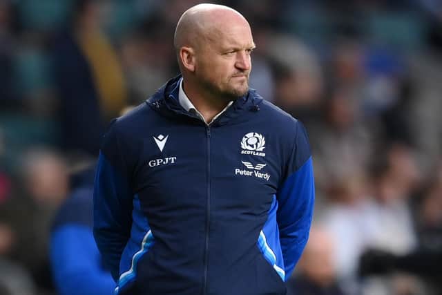 Scotland head coach Gregor Townsend watching his side's Six Nations victory versus England on Saturday at London's Twickenham Stadium (Photo by Shaun Botterill/Getty Images)
