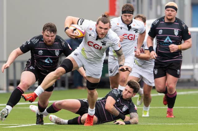 Harry Borthwick making a break for Southern Knights during their Fosroc Super6 final against Ayrshire Bulls on Sunday (Photo: Ross Parker/SNS Group/SRU)