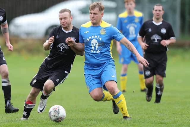 Gala Hotspur losing 2-0 at home to Eyemouth United Amateurs at Galashiels Public Park in round one of the South Cup on Saturday (Photo: Brian Sutherland)