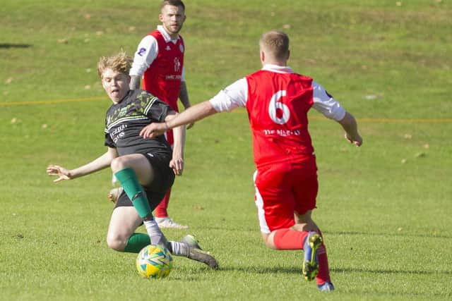 Ollie Stewart in action during Hawick Legion's 1-0 Scottish Amateur Cup victory against Polbeth United at the start of October (Pic: Bill McBurnie)