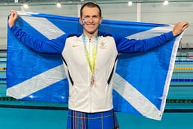 Peebles swimmer Gregor Swinney with his 2022 Commonwealth Games bronze medal for the men's 4x100m medley relay