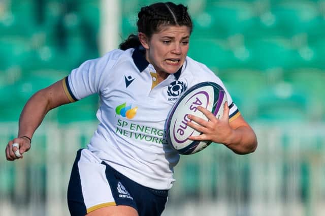 Hawick's Lisa Thomson in action for Scotland against Italy in April 2021 (Photo by Ross MacDonald/SNS Group/SRU)