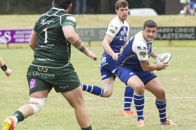 Jed-Forest's Dom Buckley playing at stand-off against Hawick (Photo: Bill McBurnie)