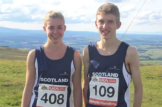 Siblings Scout and Jacob Adkin pictured a few years ago at a Home International hill running event