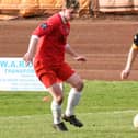 Double-goal-scorer Liam Buchanan on the ball for Berwick Rangers at home to Edinburgh University on Saturday (Pic: Ian Runciman)