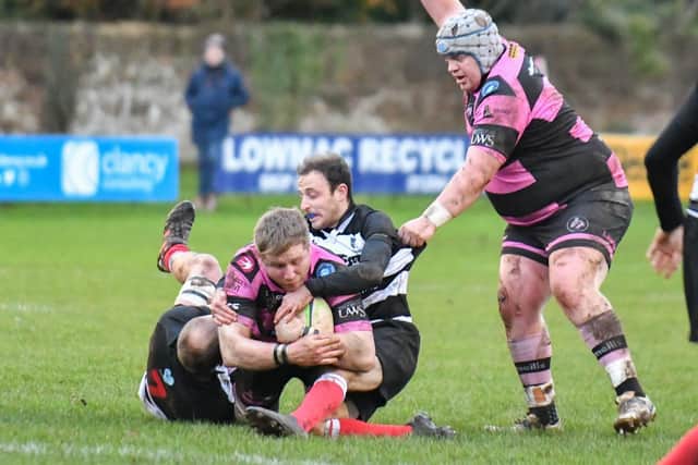 Kelso halting an Ayr attack on Saturday (Pic: George McMillan)