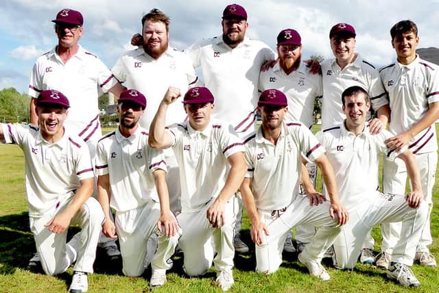 Jubilant Selkirk squad celebrate winning promotion (Pic by John Smail)