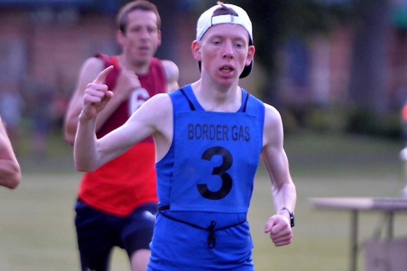 Hawick's Robbie Welsh winning the 1,600m race at Thursday's Peebles Border Games