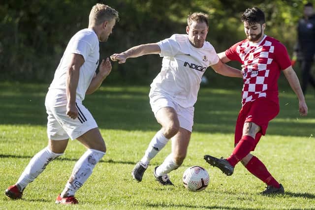 Newtown losing 1-0 at home to Tweeddale Rovers in the Border Amateur Football Association's A division on Saturday (Photo: Bill McBurnie)