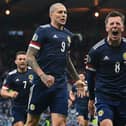Scotland midfielder Callum McGregor celebrates after scoring tagainst Croatia last night (Photo by Paul Ellis/pool/AFP via Getty Images)